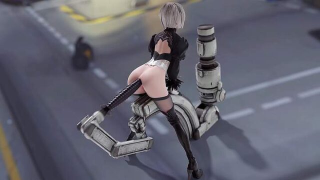 2b fucked by evil machine – back view